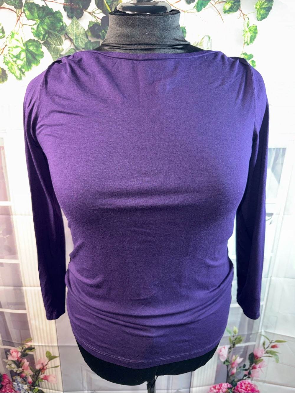 1147-Anne Klein Purple Long Sleeve Tee
